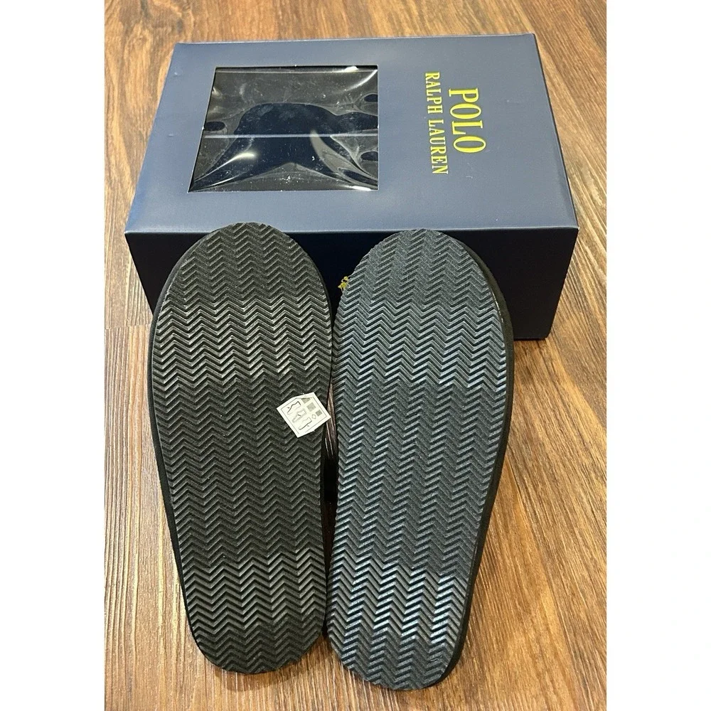 Polo Ralph Lauren Men's Klarence Scuff Slippers Black, White Pony Sz 8 New